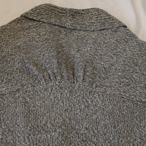 Express Gray/White Variegated Short Sleeve Heavy Open Front Roll Collar Sweater - Picture 11 of 15